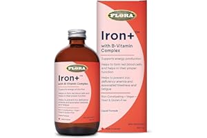 Flora Iron+ Liquid Herbal Iron Supplement for Women + B-Vitamin Complex, Maintain Healthy Iron Levels, Non-Constipating, High