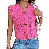 GORGLITTER Women's Cropped Sweater Vest Sleeveless Button Up Cardigan Cute Holiday Knit Sweater Tank Tops Dressy Casual