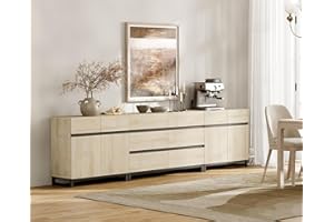 WAMPAT Modern Sideboard with Adjustable Shelves, 3 in 1 Storage Cabinet with 6 Drawers, Coffee Bar Cabinet for Living Room, K