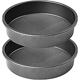 Tiawudi 9" Round Cake Pan Set of 2, 0.8mm Thick Heavy Duty Bakeware for Tiered & Layered Cakes, Nonstick Baking Pan with Diam