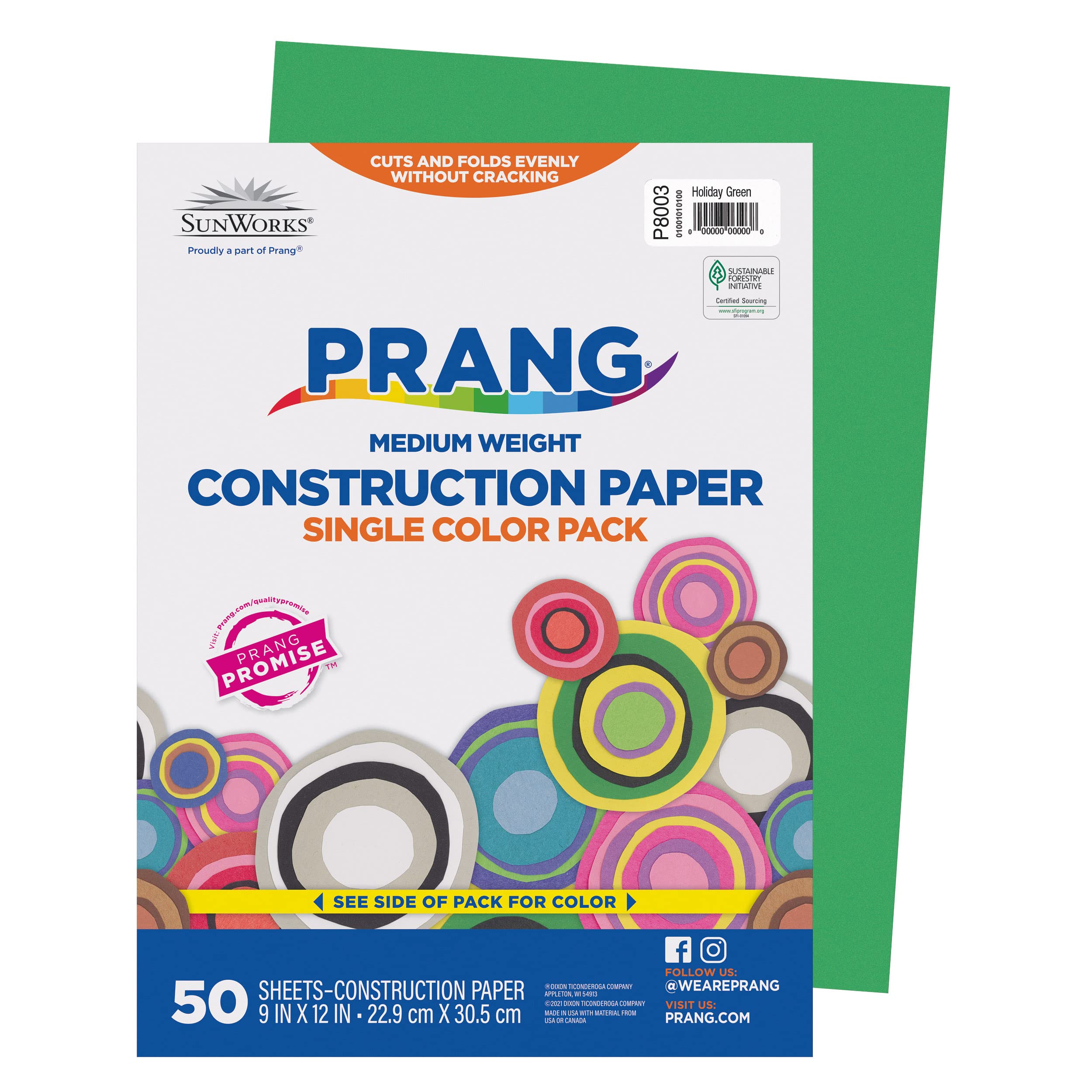Photo 1 of Prang (Formerly SunWorks) Construction Paper, Holiday Green, 9" x 12", 50 Sheets