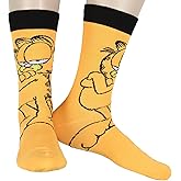 Garfield Socks Nickelodeon Garfield Comics Casual Novelty Character Knit Men's Crew Socks Fits Men's Shoe Size 8-12
