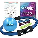 Pilates Ring and Ball Set with 3 Resistance Bands - Pilates Equipment for Home Workout - Magic Circle Pilates Ring 14 Inch to Tone, Sculpt and Strengthen - Fitness Ring for Yoga and Pilates