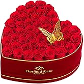 Eterfield 47 Forever Flowers in Heart Shape Box, Valentines Day Preserved Roses That Last Over a Year Preserved Flowers Birthday Gifts for Her Women Mom Wife Anniversary Mothers Day Christmas, Red