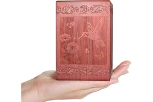 ADMLC Wooden Cremation Urn for Human, Wood Handmade Engraved Decorative Box, Funeral Urns for Adult Male Female Burial or Memorial Keepsake, Urns for Ashes Men Women