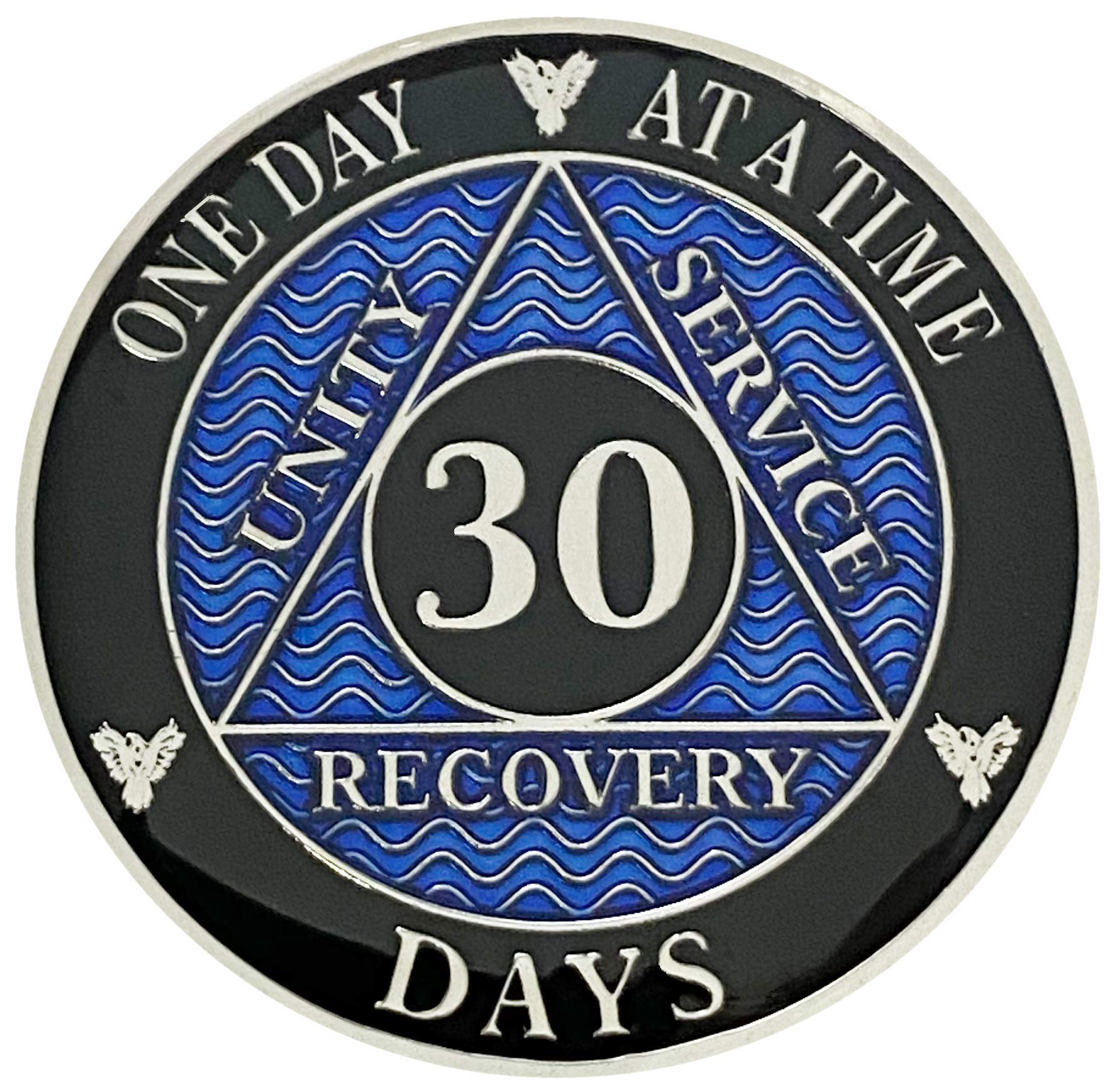 Simply Minimal AA 30 Days Silver Color Plated Coin, Alcoholics Anonymous Medallion