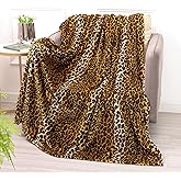 Bnuitland Leopard Print Fleece Flannel Throw Blanket, 300 GSM Double Sided Fuzzy Fluffy Throw for Bed Sofa Couch Travel, Super Soft Lightweight Cheetah Print Blanket for Kids/Baby/Pets, 50×40 inch