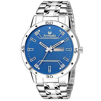 ARMADO Quartz Movement Analogue Blue Dial -Day and Date Mens Watch (AR-105-BLU)