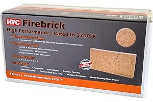 HY-C HTFB-R3 Medium-Duty Firebricks, 9" x 4-1/2" x 1-1/4", 3 per Box, Light Brown