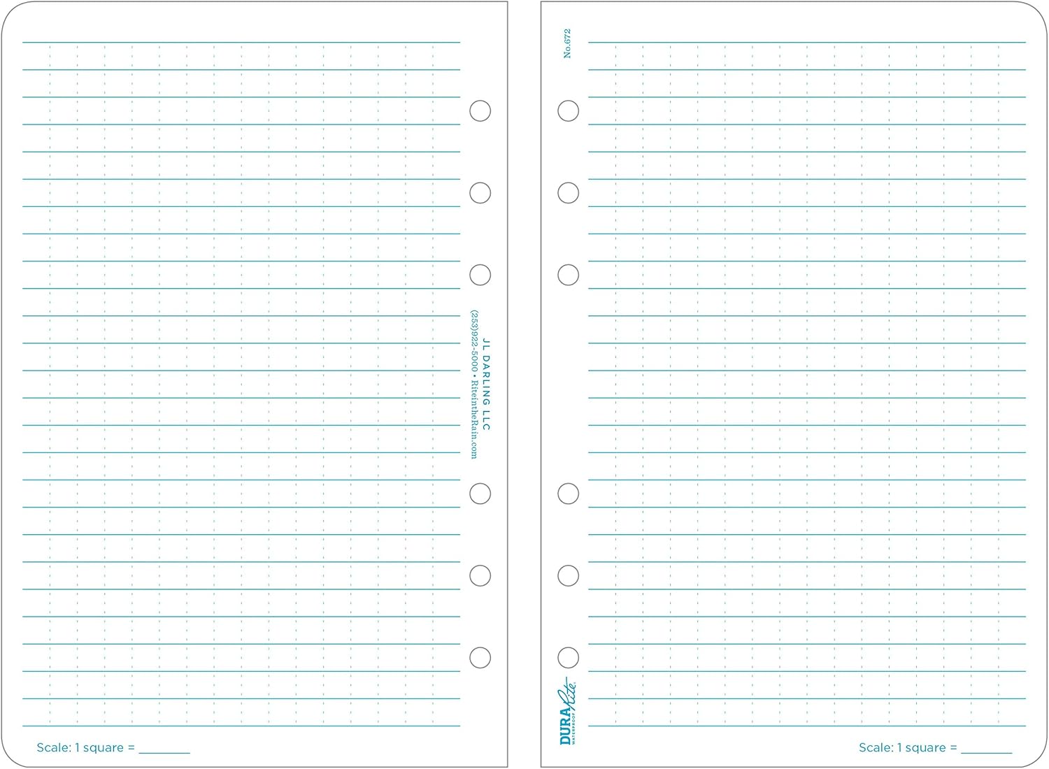 Rite in the Rain Waterproof (DURARITE) Loose Leaf Paper, 4.625" x 7", White, Universal Pattern, 100 Sheet Pack (No. 672) - Image 3