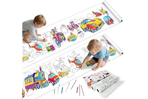 TELEVENTURE 2PCS Children's Drawing Roll, Coloring Paper Roll for Kids Gift,116 * 11.6 Inches DIY Painting Drawing Paper Roll, Color Wonder Paper, Early Educational Toys for Kids Ages 3-8 (Vehicle)