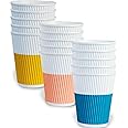 Glowcoast Paper Cups 8 oz [120 pack] - Biodegradable Compostable Disposable Coffee Cups, No Lids. To Go Coffee Cups 8oz, Ripple Insulated. Mini To Go Cup For Tea. Party, Bathroom Cups (Summer)