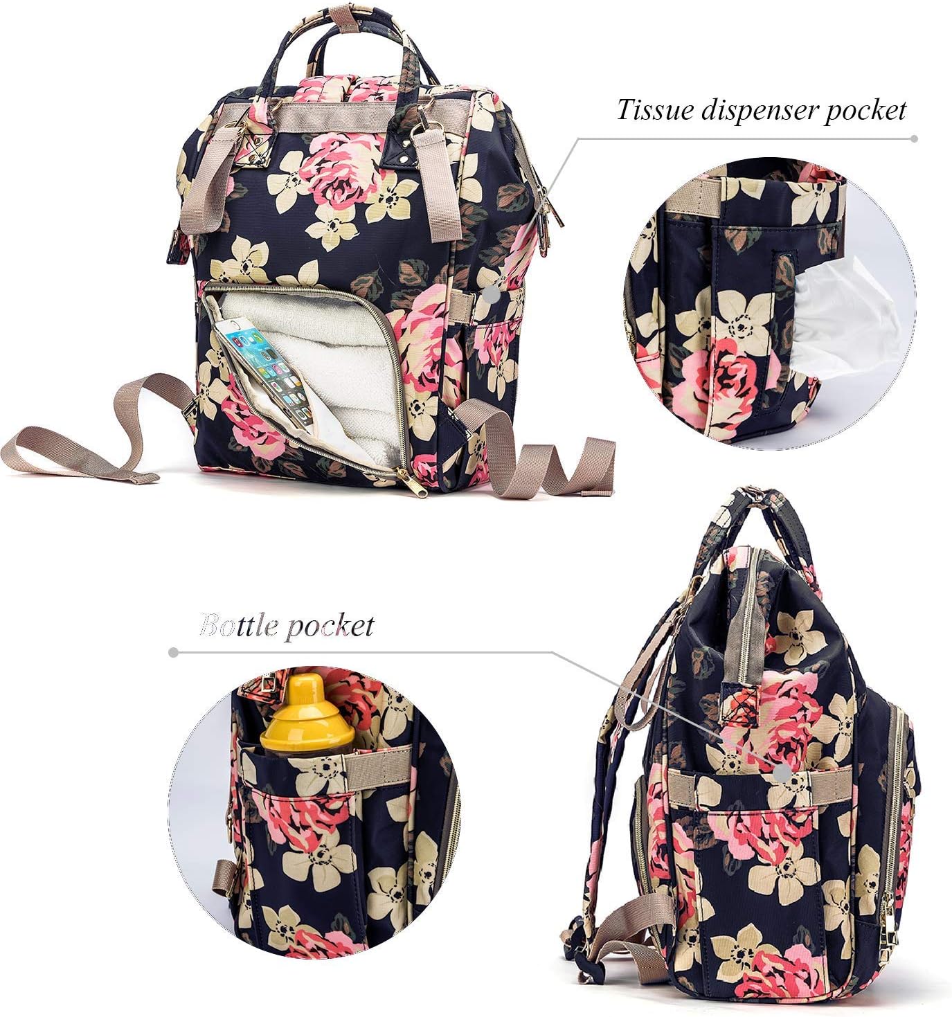 floral nappy bag