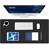 K Knodel Leather Desk Pad, Large Office Desk Protector, Laptop Mat for Desk, Desk Cover (31.5"x15.7", Black)