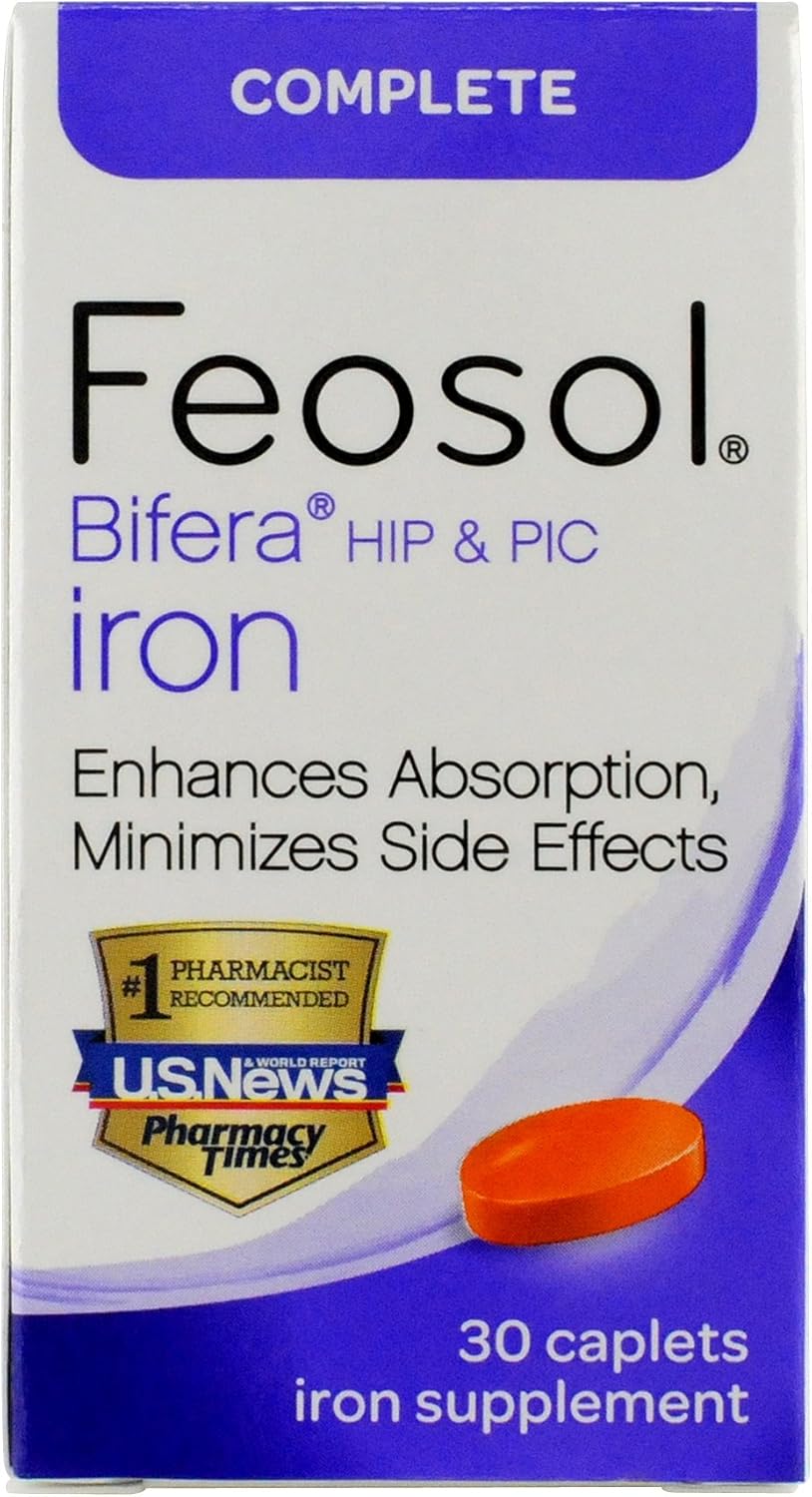 Feosol Complete with Patented Bifera Iron Caplets, 30ct: Health & Personal Care
