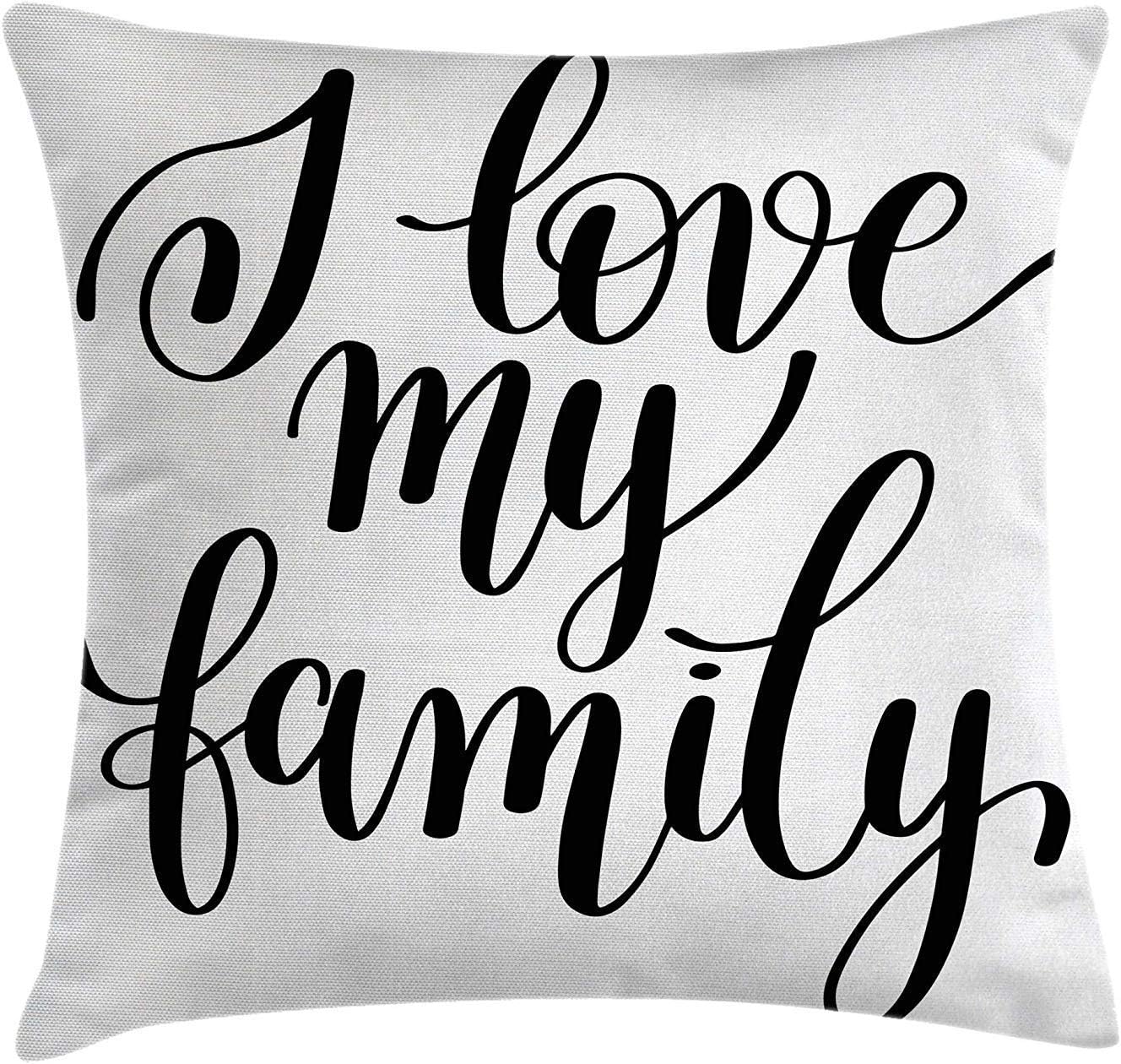 Pillow Cases,Family Throw Pillow Cushion Cover, I Love My Family Phrase