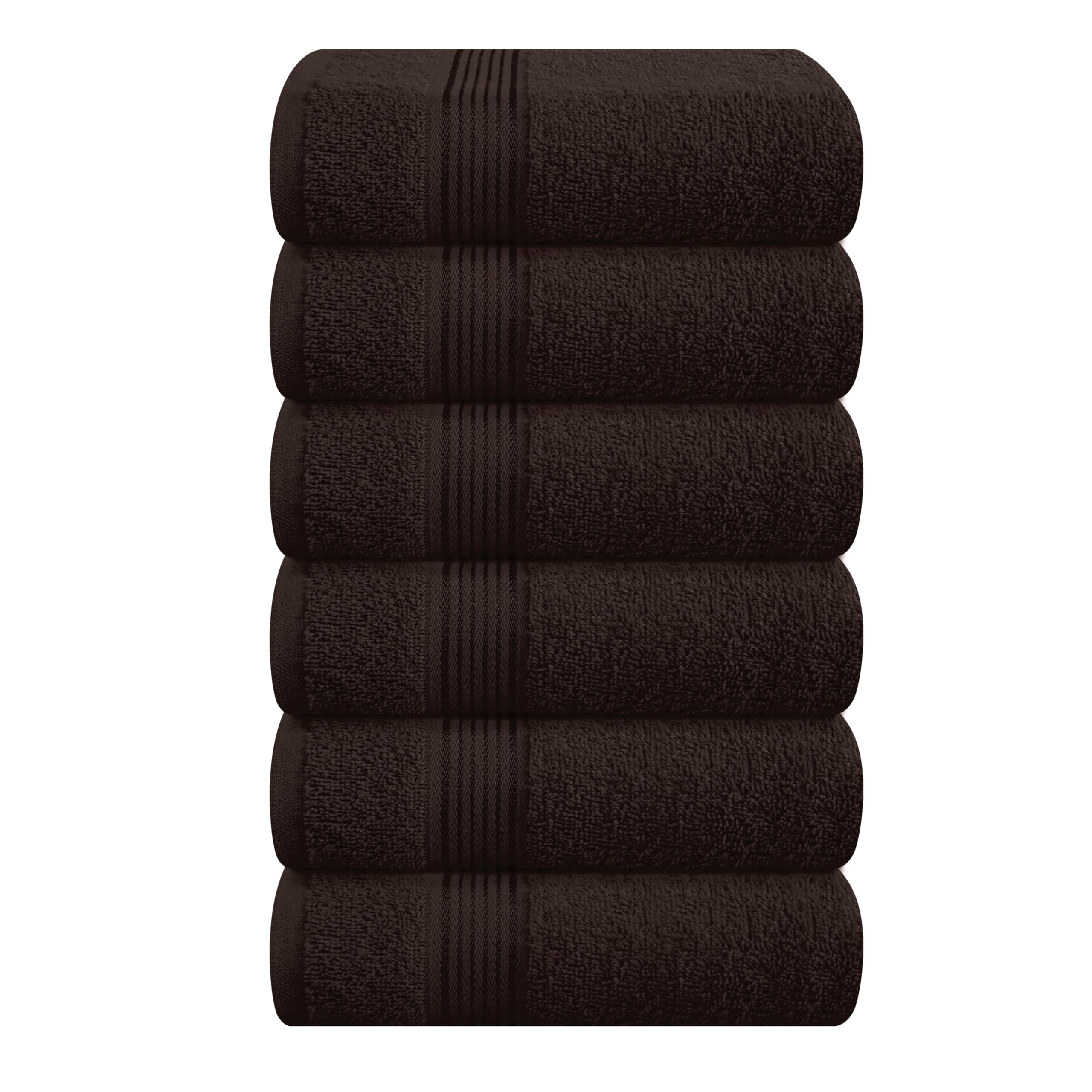 Belizzi Home Ultra Soft Cotton 6 -Piece Hand Towel Set 16x24, Ideal for use in Bathroom, Kitchen, Gym, Spa - Compact, Eco-Friendly, Lightweight - Multi Purpose Hand Towels - Chocolate Brown