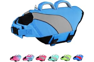 Doglay Dog Life Vest, Dog Life Jacket with Double Rescue Handles and Reflective Stripes, Adjustable High Visibility Swimming Safety Vest, Pet Life Preserver Lifesaver for Small Medium Large Dogs