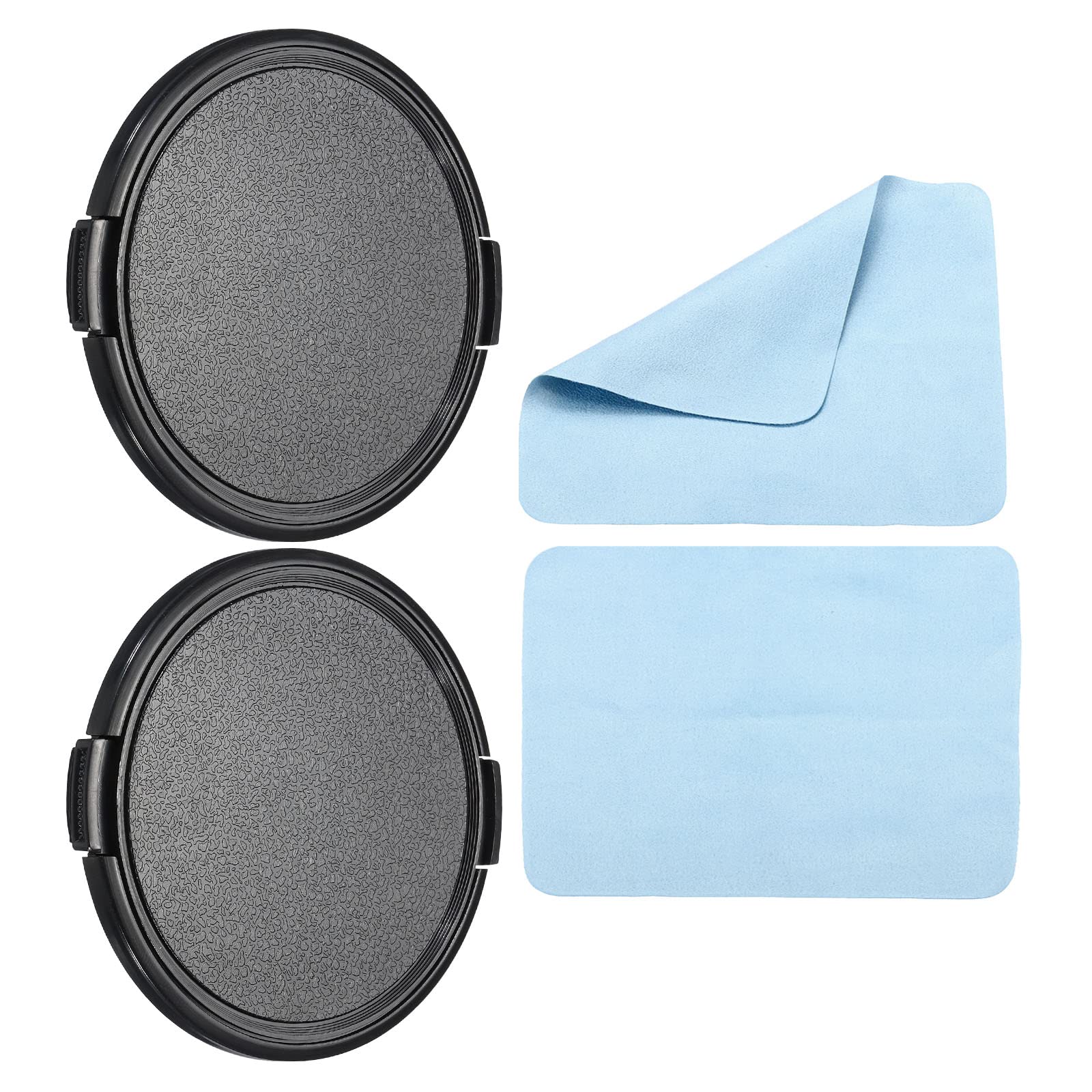 PATIKIL Camera Lens Cap, 2 Pack Sides Pinch Front Lens Cover with Microfiber Cleaning Cloth for 77mm Thread Universal DSLR Lenses for Nikon, for Fujifilm, for Pentax, for Leica