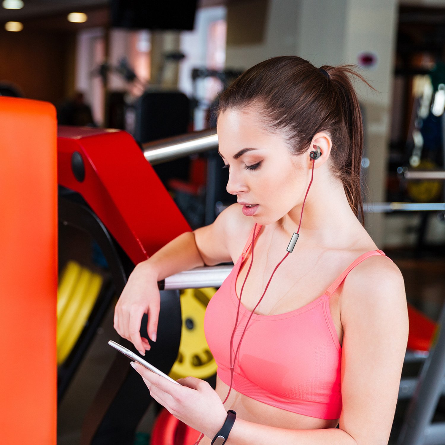 Zakitane In-Ear Earbud Sport Earphones Noise Isolating Headphones with Microphone Stereo Bass Dynamic Crystal Clear Sound, Ergonomic Comfort-Fit, for iPhone 6 / 6 Plus /5 / 5c /SE 4 and Android Phones (Black&Red)