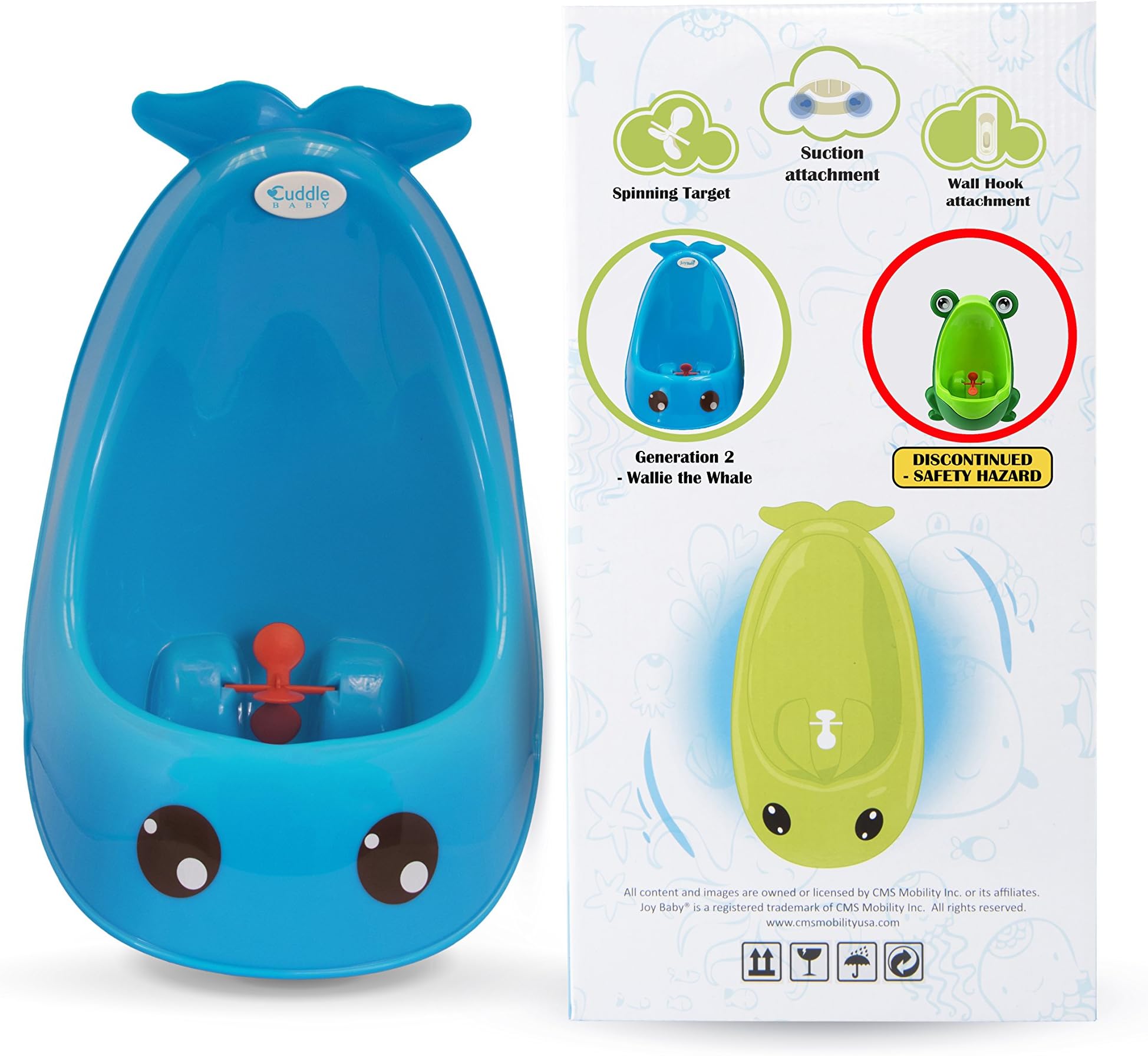 Cuddle Baby 2nd Generation Boy Urinal Potty Toilet Training with Free Potty Training Game (Blue Whale)