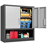 BIZOEIRON Metal Wall Cabinets with Doors and