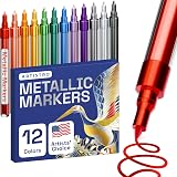 ARTISTRO Metallic Paint Pens Set of 12 Extra-Fine 0.7mm Assorted Colors