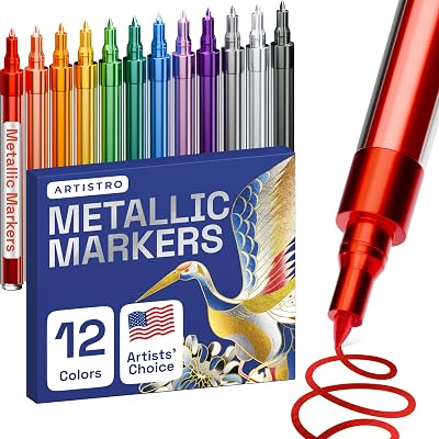 ARTISTRO Metallic Paint Pens Set of 12 Extra-Fine 0.7mm Assorted Colors
