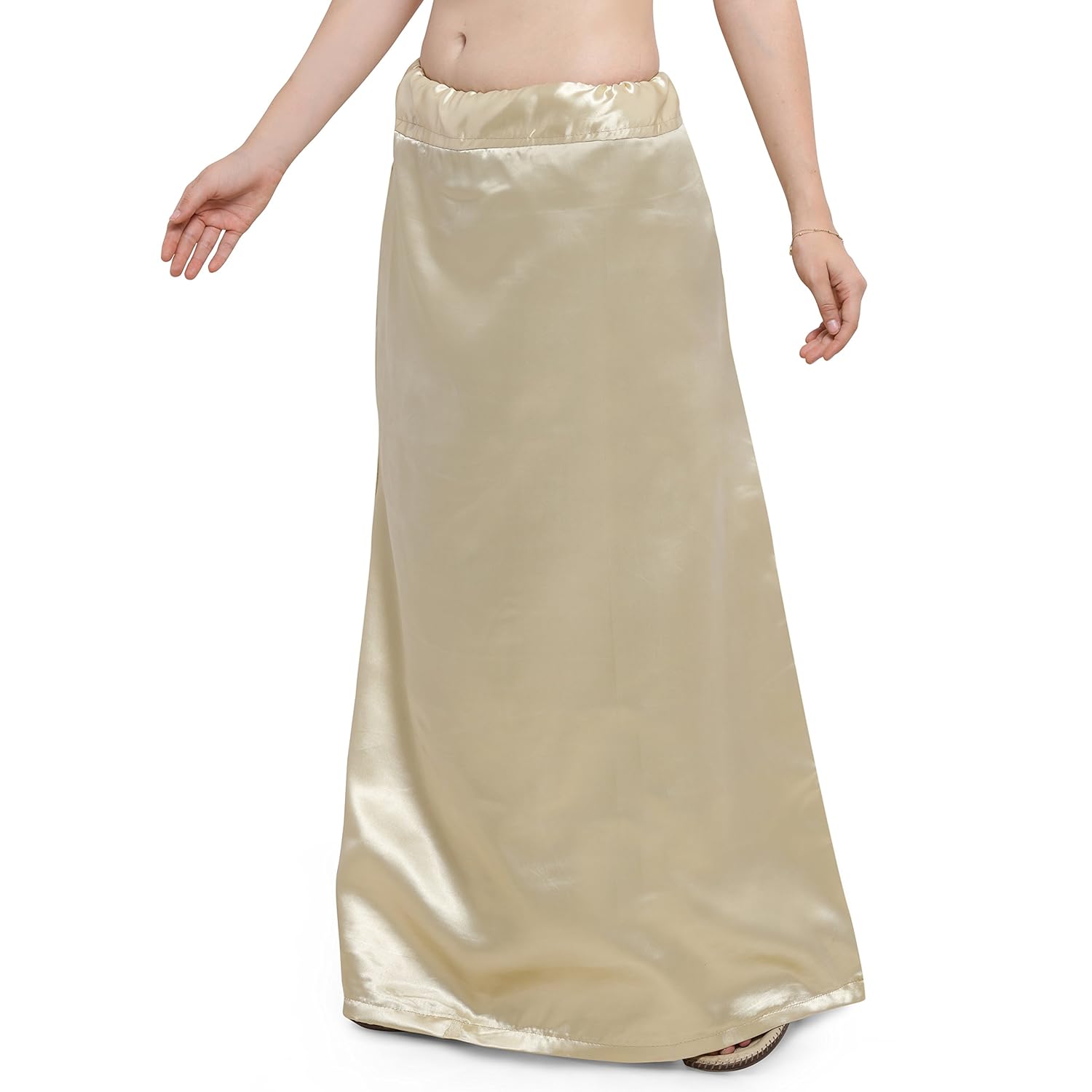 ziya combo of black khaki white premium satin petticoat with attached cotton inner