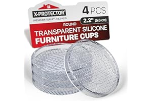 X-Protector Furniture Cups - 4 PCS 2.2" - Non Slip Furniture Pads for Hardwood Floors - Transparent Floor Protectors - Bed Stoppers to Prevent Sliding - Keep Furniture from Sliding on Floor! (Round)