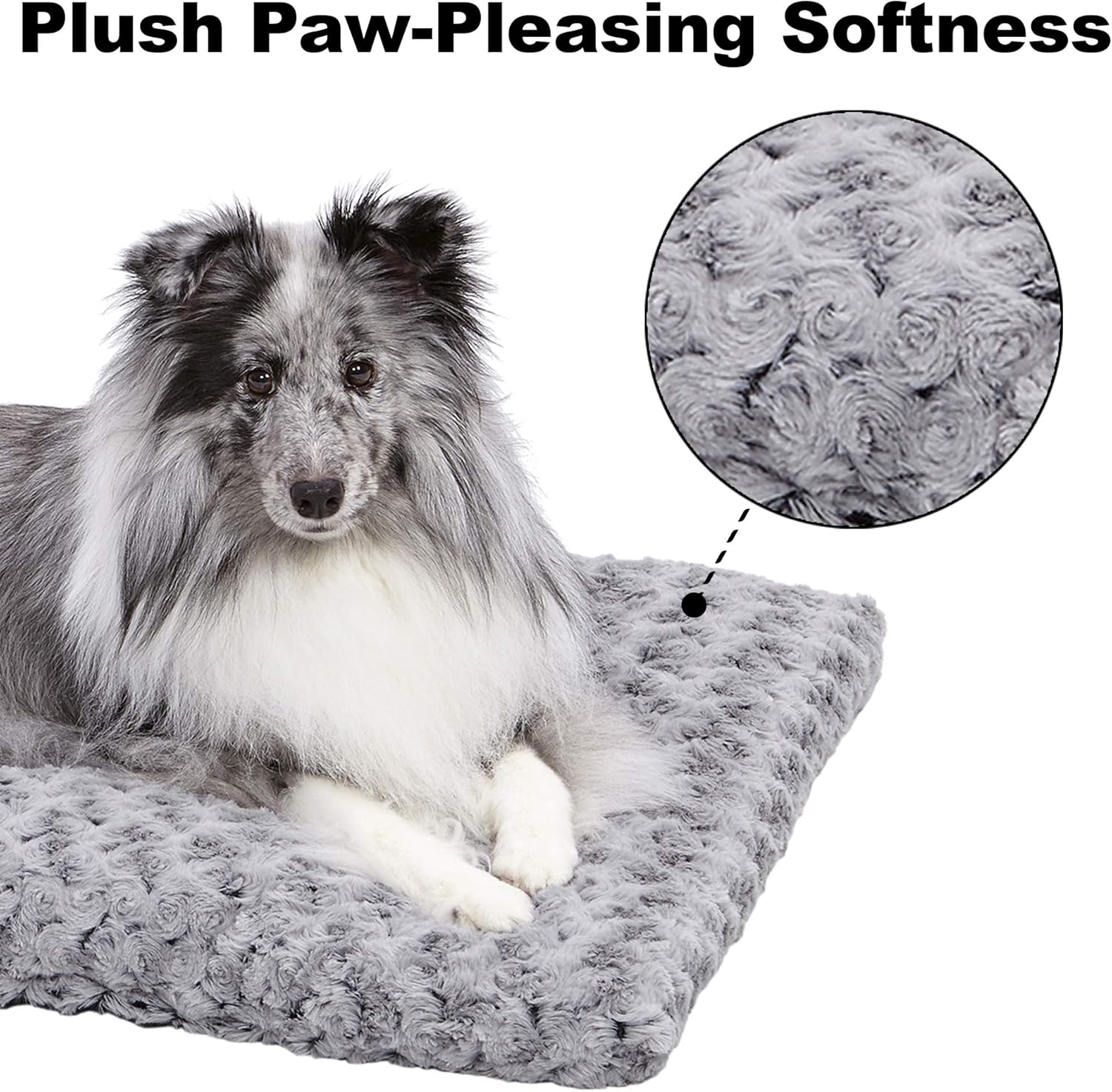 Plush Dog Bed | Ombre Swirl Dog Bed & Cat Bed | Gray 29L x 21W x 2H Inches for Medium Dog Breeds : Pet Bed Mats : Pet Supplies