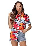 Blueleaf Hawaiian Shirts for Women Short Sleeve