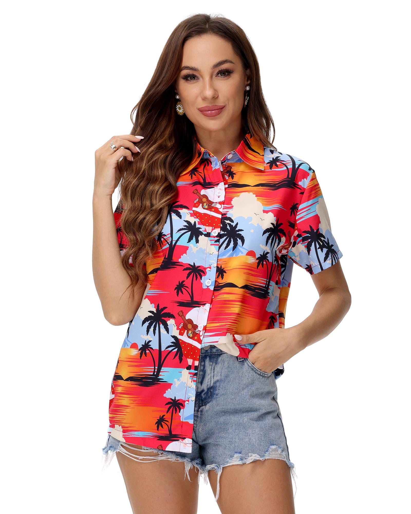 Blueleaf Hawaiian Shirts for Women Short Sleeve