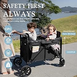 Stroller Wagon for 2 Kids with Rain Cover, High