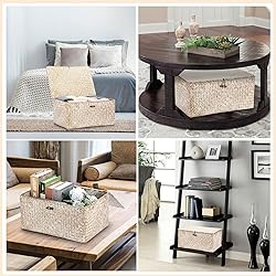 Hipiwe Wicker Woven Baskets Bin with Lid Natural