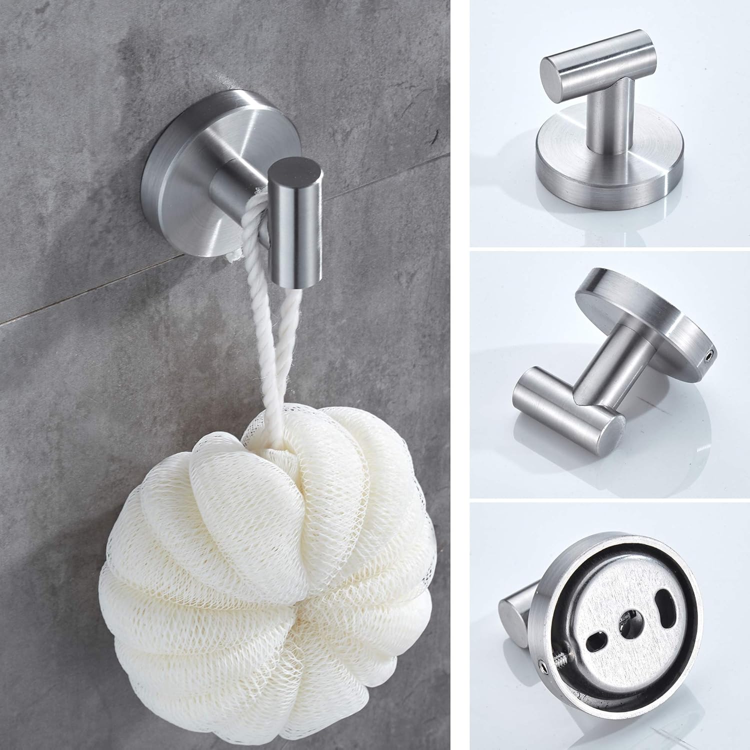 TRUSTLIFE Bathroom Hardware Set 3 Piece, Wall Mount Towel Bar Toilet Paper Holder Robe Hook Premium Stainless Steel Brushed Nickel Contemporary Style Bath Accessories: Home & Kitchen