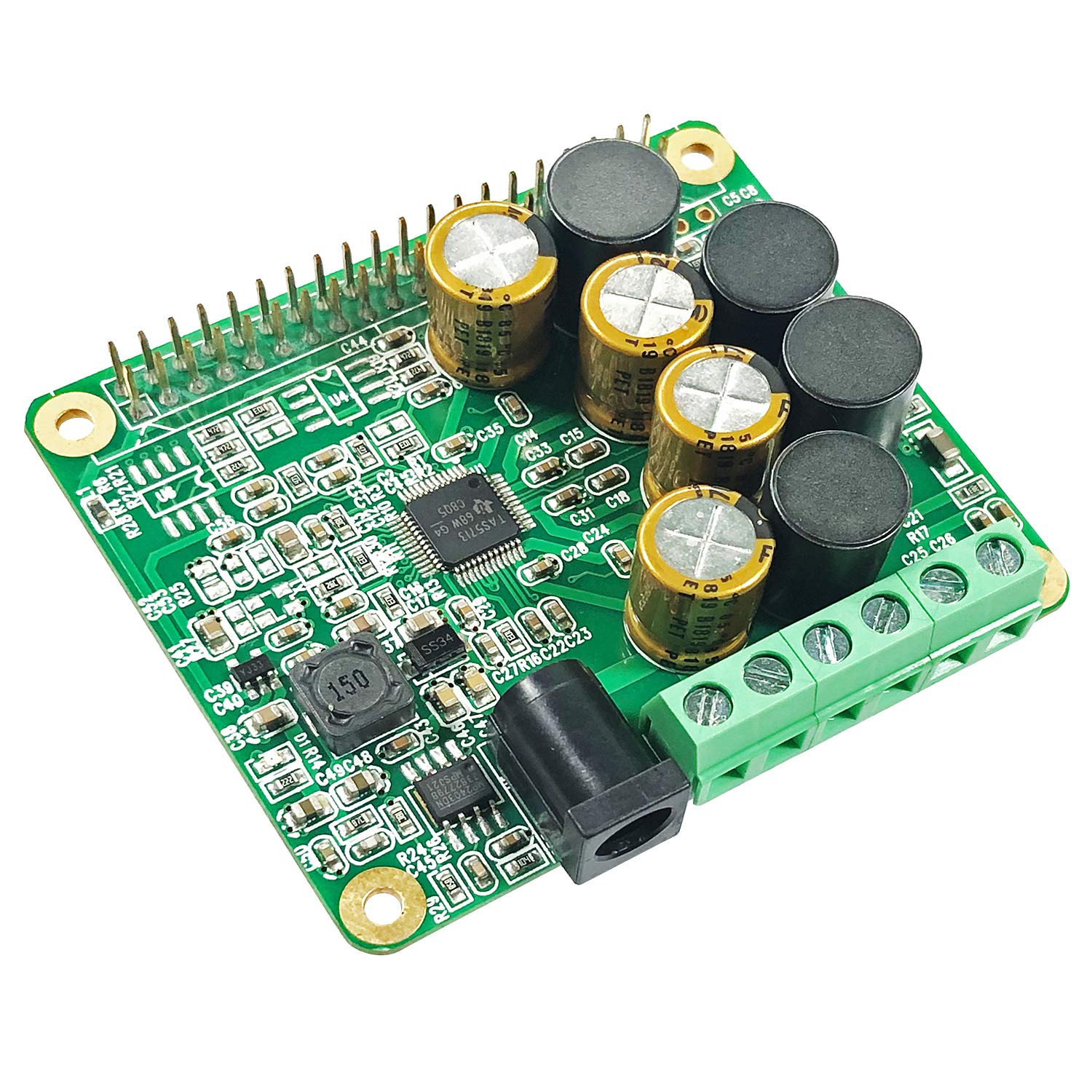 InnoMaker RPI HiFi AMP HAT TAS5713 Amplifier Audio Module 25W Class-D Power Sound Card Expansion Board for Raspberry Pi 5 4 3 B+ Pi Zero Nichicon Capacitor