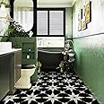 RomDeco Peel and Stick Floor Tile Waterproof, 11.81 in *11.81 in Vinyl Flooring Black, 10 Pcs Peel and Stick Flooring for Bathroom, Kitchen and Bedroom, Easy to Install Self-Adhesive