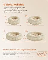 Feandrea Donut Dog Bed Cat Bed 50 cm Khaki Long Plush Removable Cover view 8
