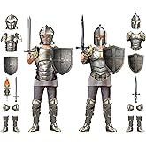 17 Pcs Medieval Knight Armor Costume Craft Kit Knight Birthday Decorations Medieval Paper Cutout Helmets Armor Toy Swords Shield Cosplay Soldier Party Supplies for Kid Dress up Props Party Decorations