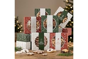 ZICOTO Beautiful Christmas Cookie Boxes Set Of 9 - Cute Containers Are Perfect To Share Delicious Homemade Cookies, Candy Or Cupcakes With Friends & Family - Sturdy Tins With Lids For Holiday Gift Giving