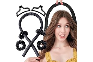 MIMOJI Heatless Curling Rod Silk Headband, No Heat Curls Rollers, Curlers with Ribbons Sleeping Soft Wave Hair Curler DIY Hair Styling Tools Formers for Long Medium Hair (Glossy Black)