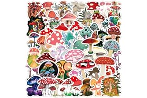QIYUYA 100pcs Aesthetic Mushroom Stickers Pack for Water Bottle, Mushroom Decor Gifts for Women Girl, Cute Vinyl Waterproof Decals for Laptop Scrapbooking Journaling Hydroflask Bicycle Car Phone Case Tumbler
