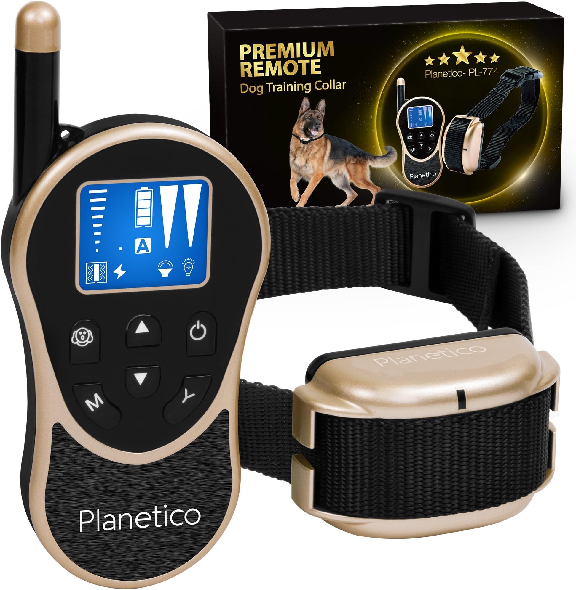 Remote Dog Training Collar, Large Clear LCD Screen, Bark & Behavior Control Device PL-774, Waterproof, Rechargeable, 2625 Ft Long Range, Beep / Light / Vibration / Shock Modes to Train Your Pet Safely