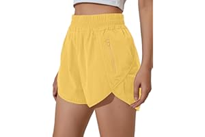 BMJL Women's Running Shorts Elastic High Waisted with Pockets, 2.5" Sporty Workout Quick Dry Athletic Shorts