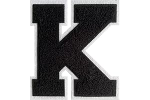 GROZON Varsity Letter Patches Black Chenille Letter Patches 4-1/2" Letterman Jacket Patches Iron on Letter Patches for Clothing (Black-K)