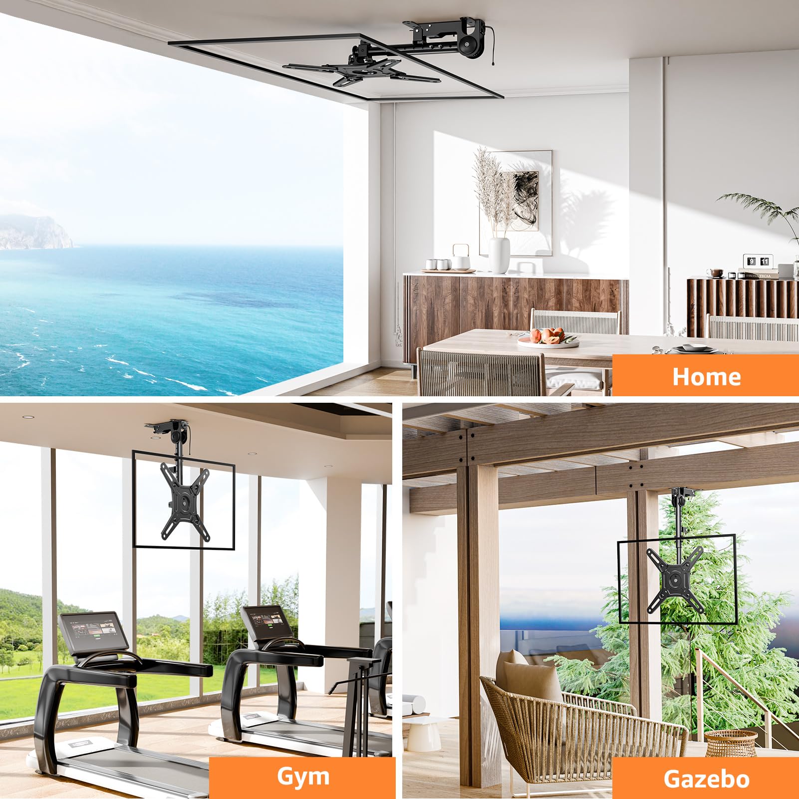 ELIVED Flip Down Ceiling TV Mount for Most 14-40 Inch TVs, Floding TV Mount for Flat and Pitched Roof, Height Adjustable Full Motion tv Bracket 360° Swivel, Max VESA 200x200mm, up to 22 Lbs, YD3030