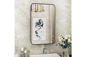 ACEMIRO 16x24 Inch Medicine Cabinets for Bathroom with Vanity Mirror Black Metal Framed Recessed Bathroom Medicine Cabinet Mi