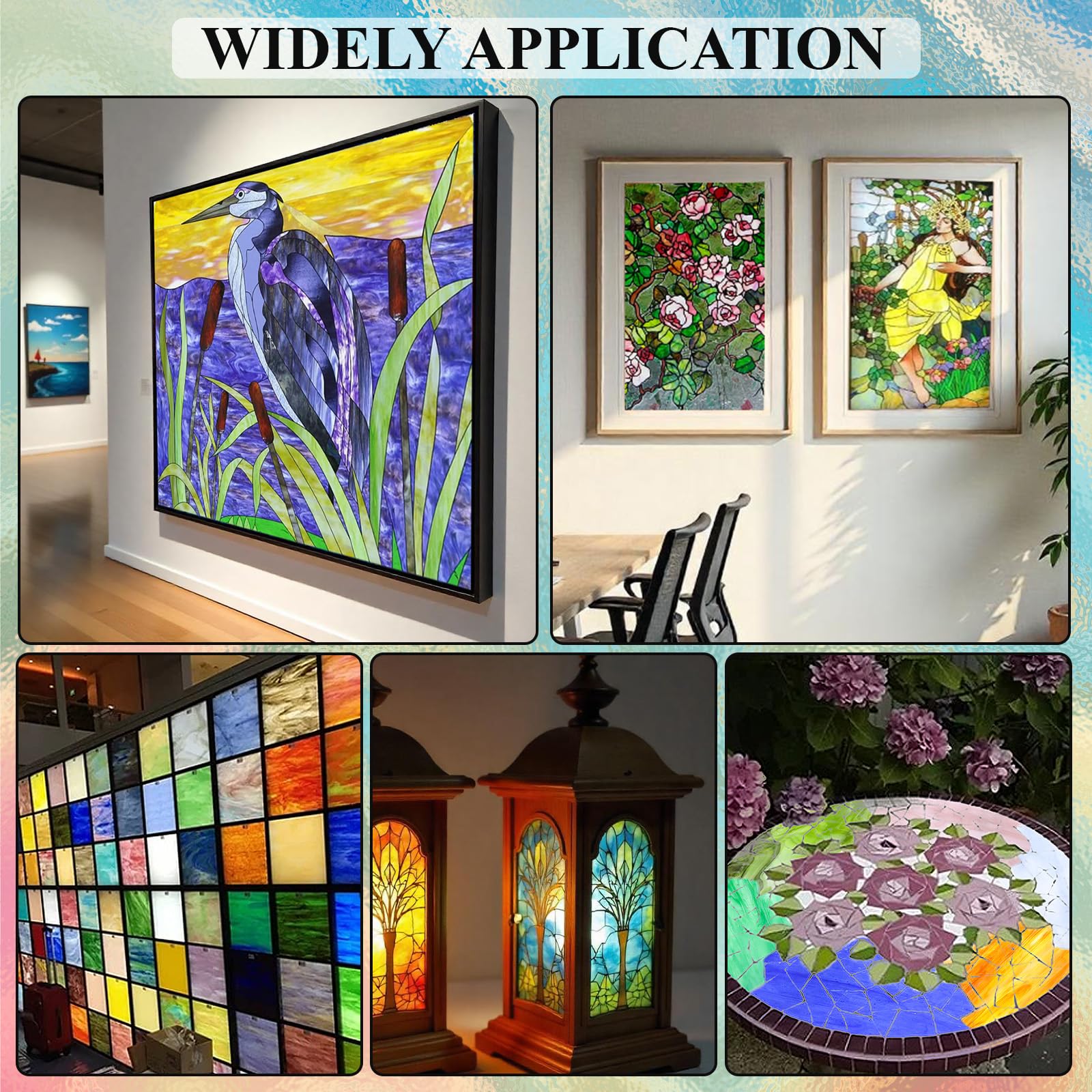 36 Sheets Opaque Stained Glass Bulk Variety Pack, 4 x 6 Inch Mosaic Glass Tiles for Crafts, Assorted Colors Cathedral Art Glasses Sheets for Stained Glass Making Projects