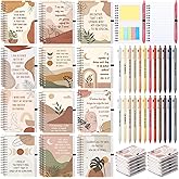 Kosiz 48 Pcs/24 Set Positive Affirmation Spiral Notebooks with Pens Employee Appreciation Gifts Bulk Small Motivational Journal for Christmas Coworker Staff Teacher Nurse Women Holiday Gift (Boho)